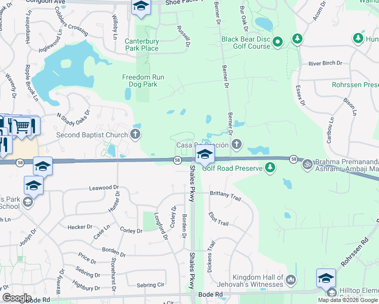 map of restaurants, bars, coffee shops, grocery stores, and more near 7 Dancing Bear Lane in Elgin