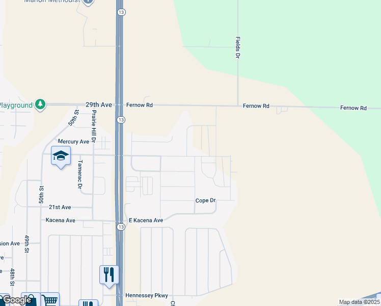 map of restaurants, bars, coffee shops, grocery stores, and more near 2505 Burns Drive in Marion