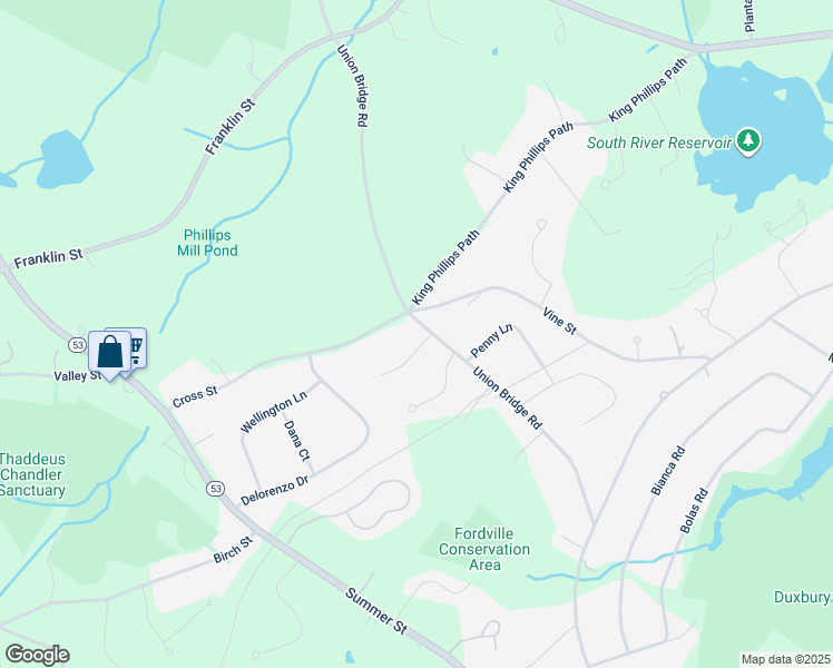 map of restaurants, bars, coffee shops, grocery stores, and more near 5 Colonial Drive in Duxbury