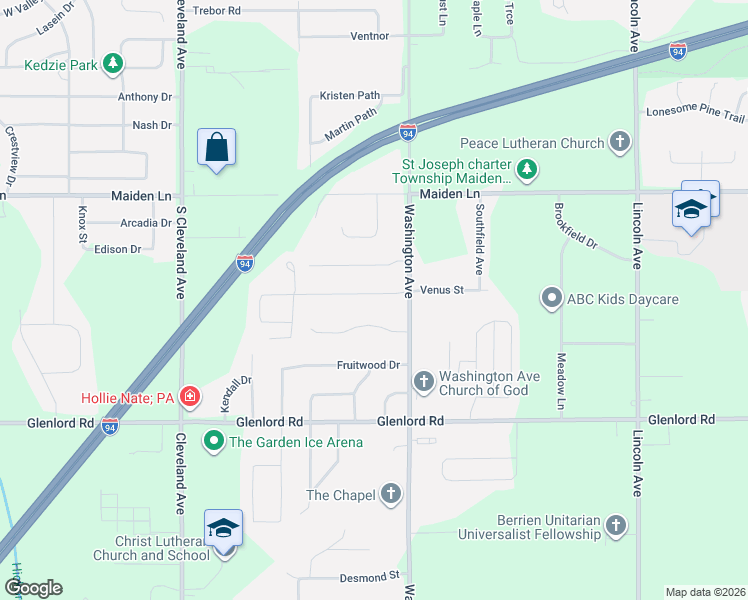 map of restaurants, bars, coffee shops, grocery stores, and more near 1378 Country Knoll Place in St. Joseph