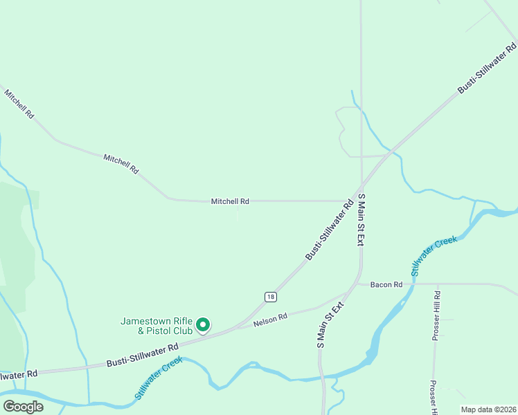 map of restaurants, bars, coffee shops, grocery stores, and more near 2766 Mitchell Road in Jamestown