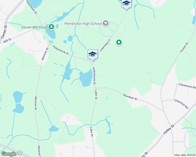 map of restaurants, bars, coffee shops, grocery stores, and more near 214 Hobomock Street in Pembroke