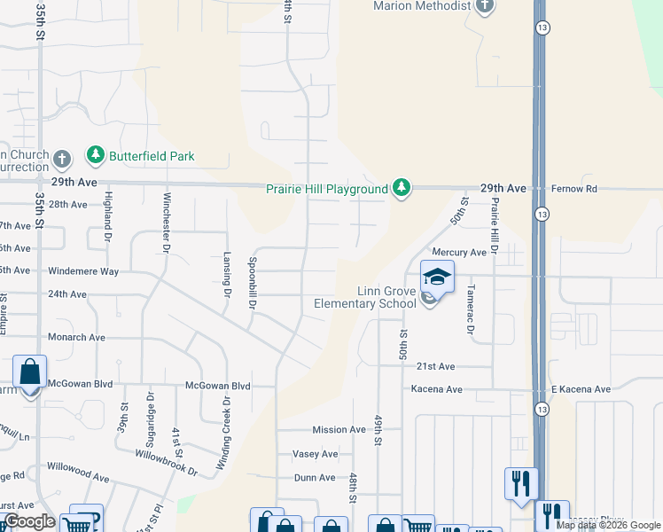 map of restaurants, bars, coffee shops, grocery stores, and more near 4563 Spoonbill Ct in Marion
