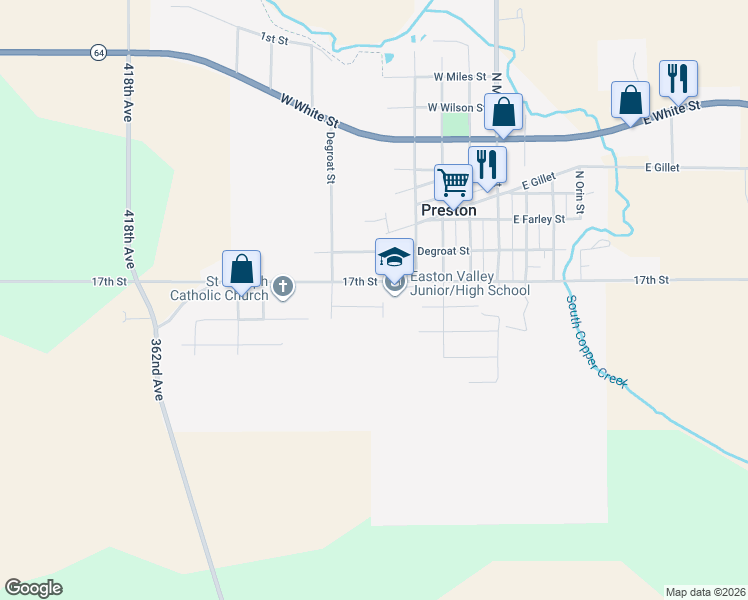 map of restaurants, bars, coffee shops, grocery stores, and more near in Preston