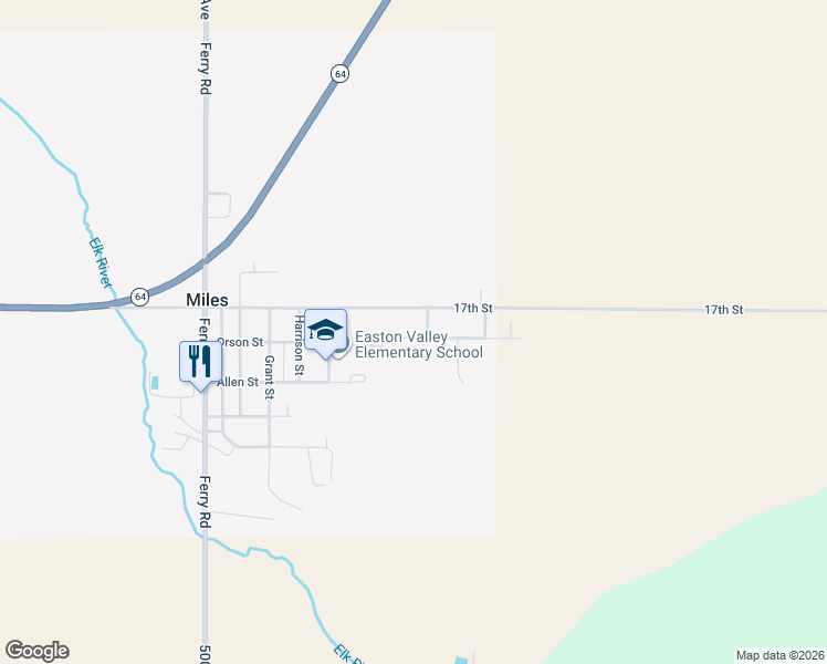 map of restaurants, bars, coffee shops, grocery stores, and more near Section Road in Miles