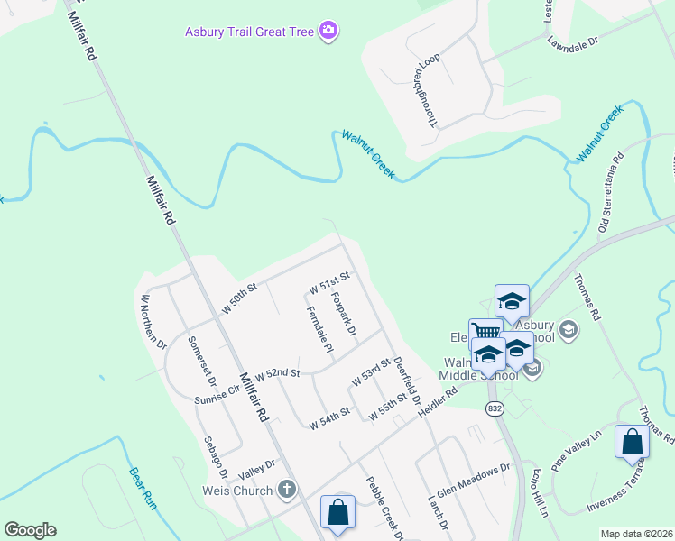 map of restaurants, bars, coffee shops, grocery stores, and more near 5000-5032 Deerfield Dr in Fairview