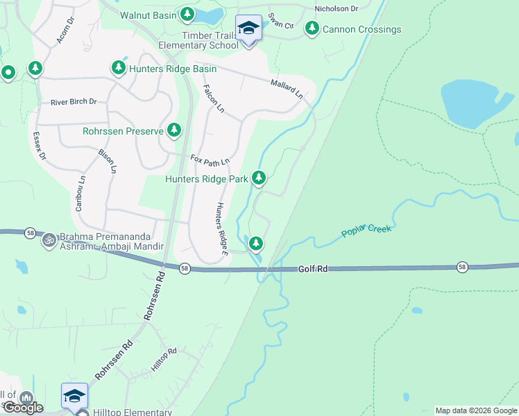 map of restaurants, bars, coffee shops, grocery stores, and more near 1285 Mallard Lane in Hoffman Estates