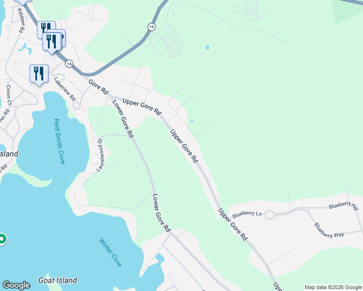 map of restaurants, bars, coffee shops, grocery stores, and more near 40 Upper Gore Road in Webster