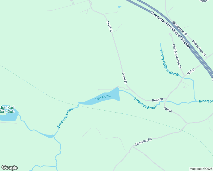 map of restaurants, bars, coffee shops, grocery stores, and more near 355 Pond Street in Uxbridge