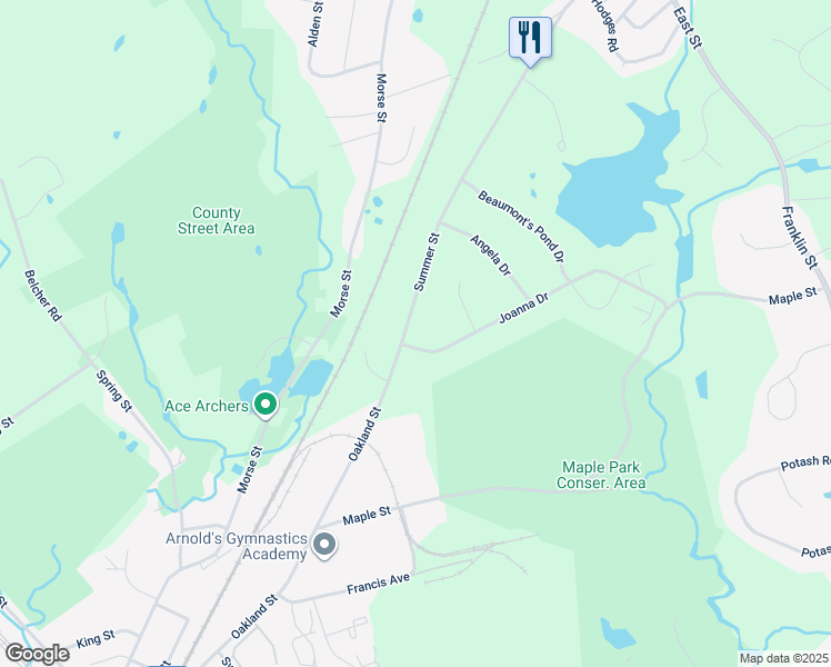 map of restaurants, bars, coffee shops, grocery stores, and more near 4 Joanna Drive in Foxborough