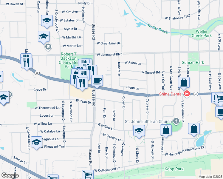 map of restaurants, bars, coffee shops, grocery stores, and more near 908 South Edgewood Avenue in Mount Prospect