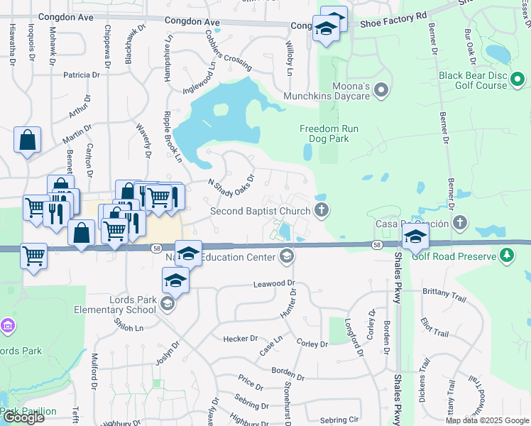 map of restaurants, bars, coffee shops, grocery stores, and more near 404 Kenneth Circle in Elgin