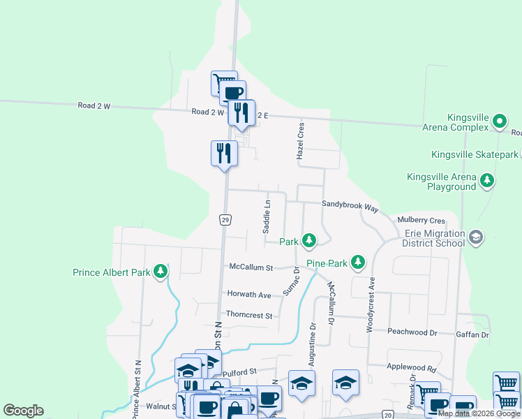 map of restaurants, bars, coffee shops, grocery stores, and more near 328 Saddle Lane in Kingsville