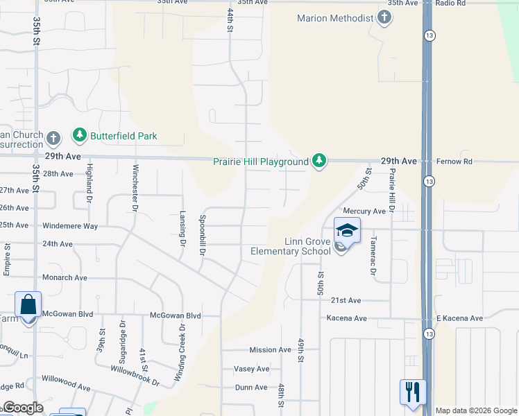 map of restaurants, bars, coffee shops, grocery stores, and more near 4563 Spoonbill Ct in Marion
