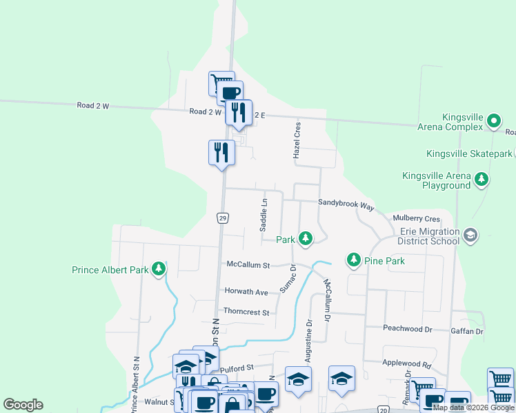 map of restaurants, bars, coffee shops, grocery stores, and more near 328 Saddle Lane in Kingsville