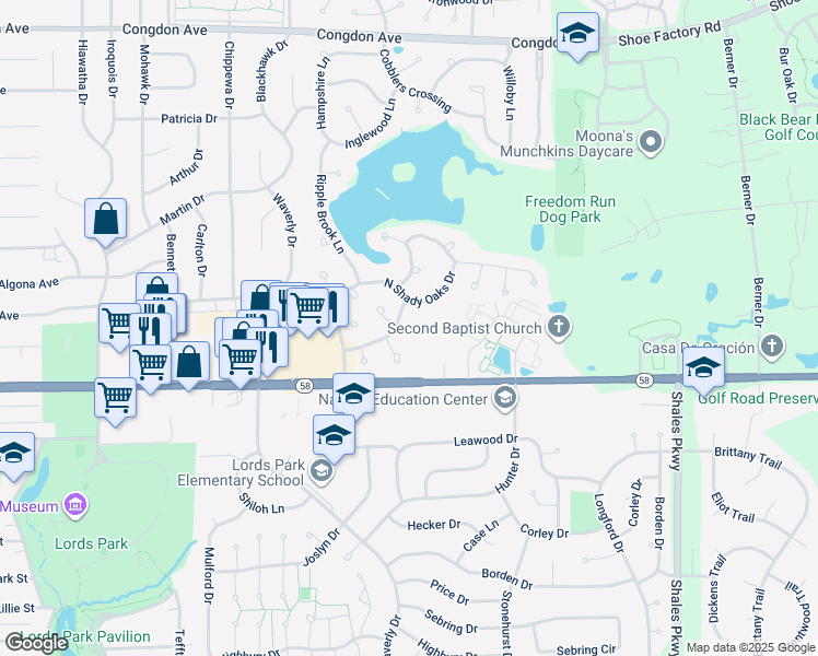 map of restaurants, bars, coffee shops, grocery stores, and more near 1123 Stillwater Road in Elgin
