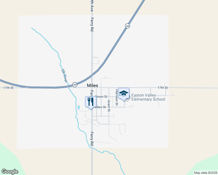 map of restaurants, bars, coffee shops, grocery stores, and more near Section Road in Miles