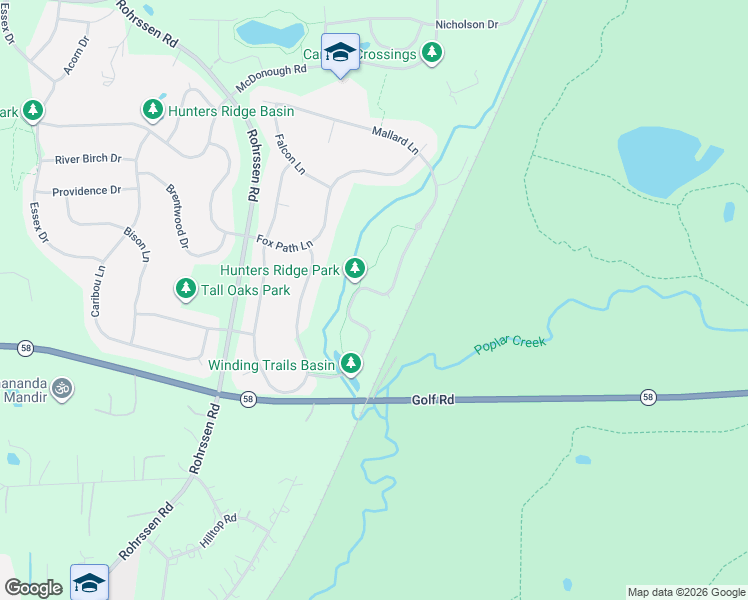 map of restaurants, bars, coffee shops, grocery stores, and more near 1285 Mallard Lane in Hoffman Estates