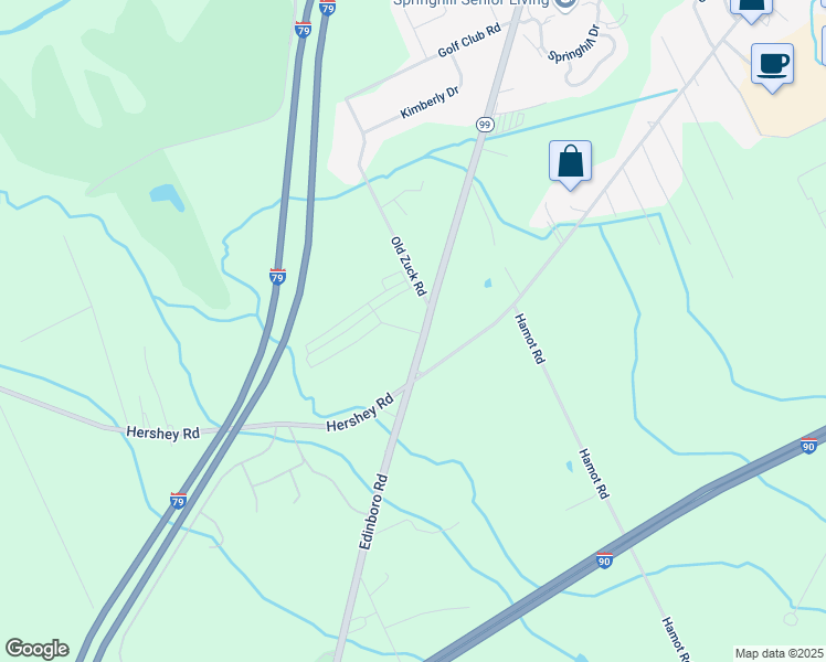map of restaurants, bars, coffee shops, grocery stores, and more near 2906 Copperleaf Drive in Erie