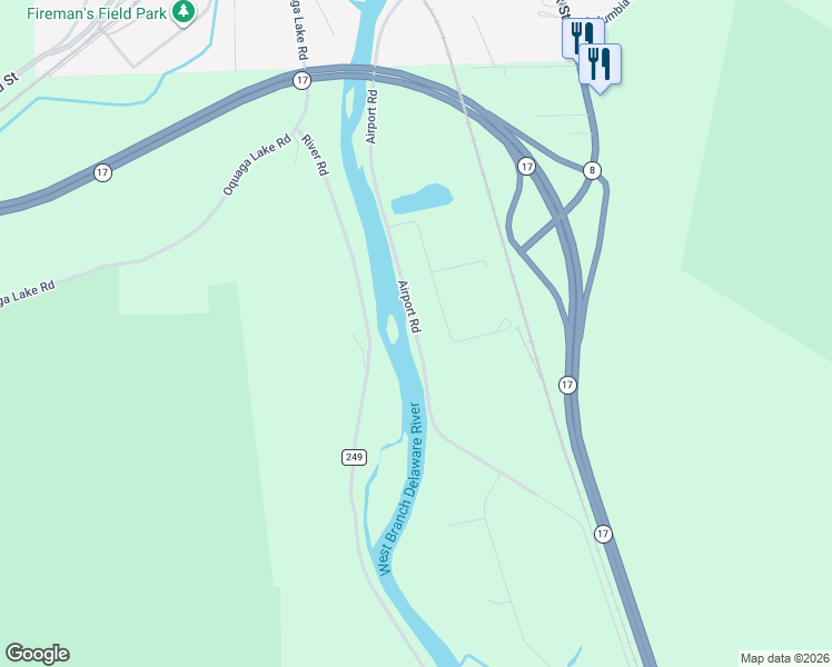 map of restaurants, bars, coffee shops, grocery stores, and more near 1428 Airport Rd in Deposit