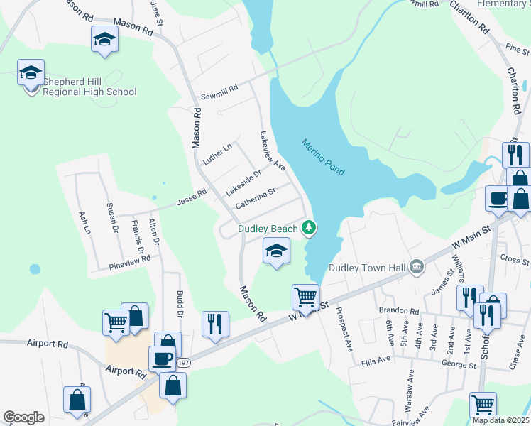 map of restaurants, bars, coffee shops, grocery stores, and more near 26 Oakwood Avenue in Dudley