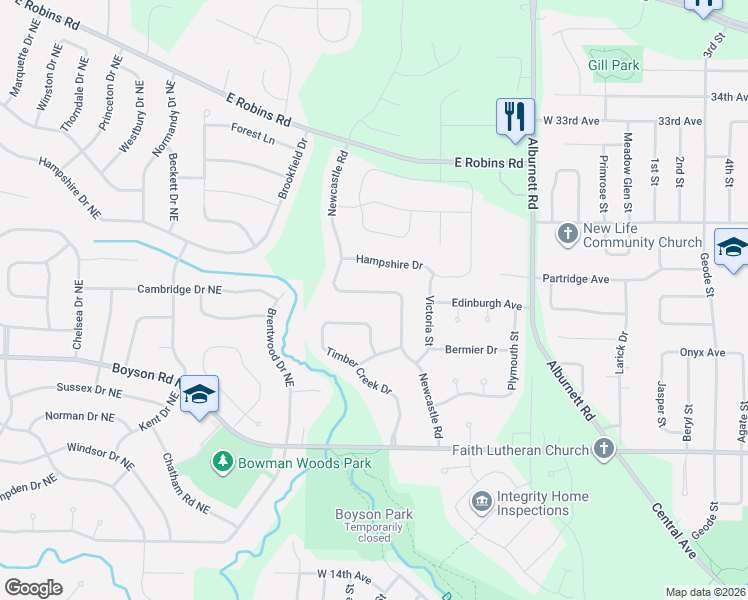 map of restaurants, bars, coffee shops, grocery stores, and more near 2350 Timber Creek Drive in Marion