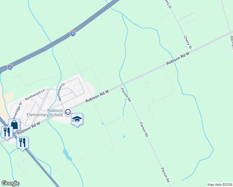 map of restaurants, bars, coffee shops, grocery stores, and more near 8330 Parson Rd in Erie