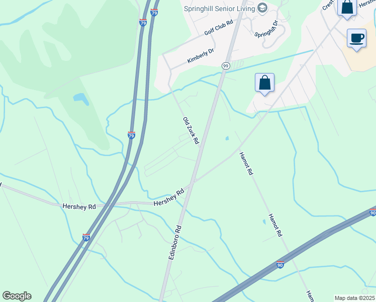 map of restaurants, bars, coffee shops, grocery stores, and more near 2906 Copperleaf Drive in Erie