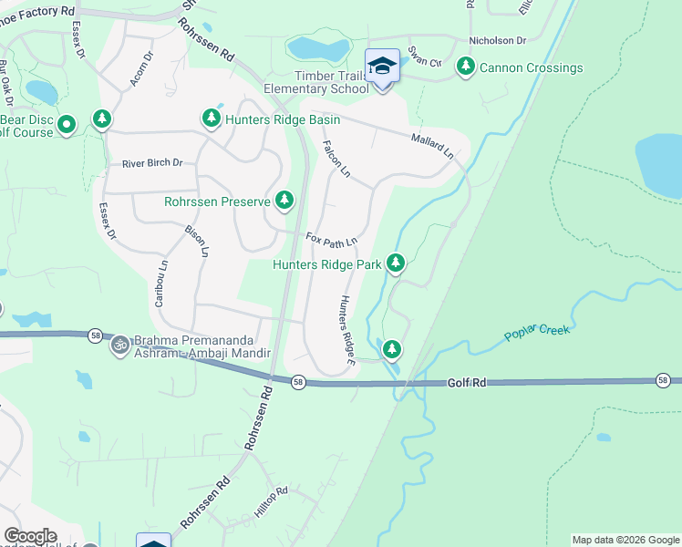 map of restaurants, bars, coffee shops, grocery stores, and more near 1334 Hunters Ridge East in Hoffman Estates