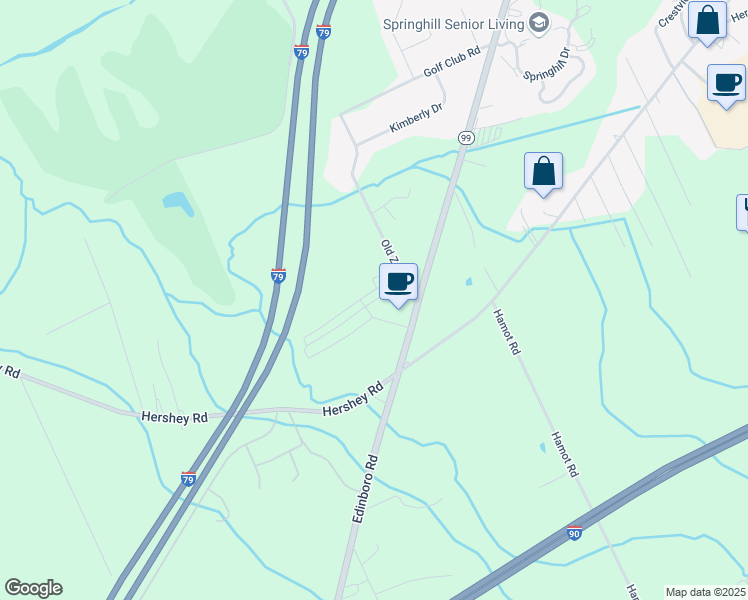 map of restaurants, bars, coffee shops, grocery stores, and more near Homeview Lane in Erie County
