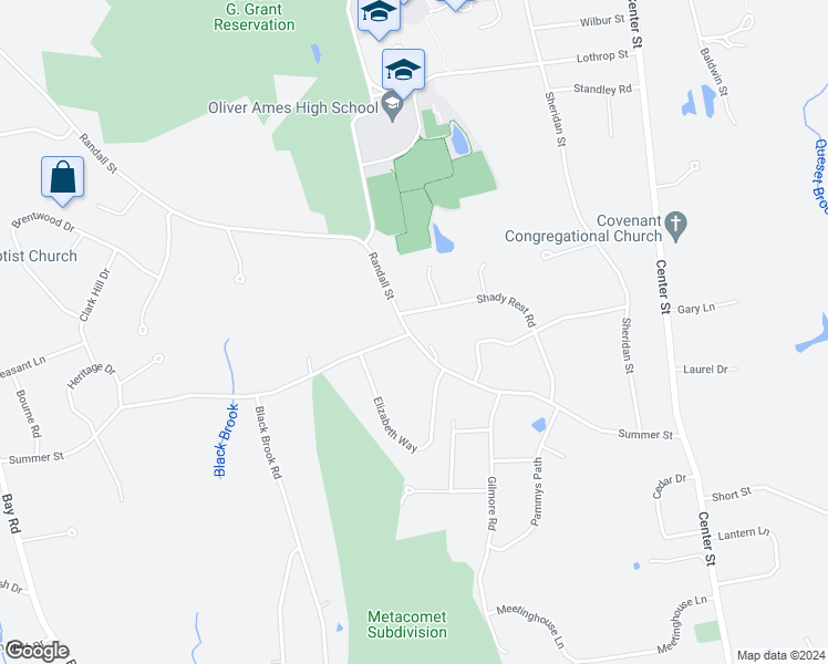 map of restaurants, bars, coffee shops, grocery stores, and more near 1 Randall Street in Easton