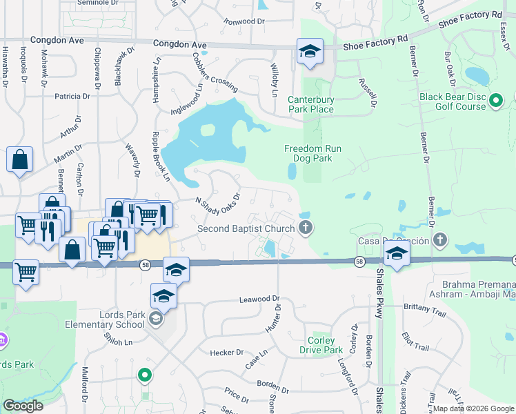 map of restaurants, bars, coffee shops, grocery stores, and more near 890 Wembley Court in Elgin