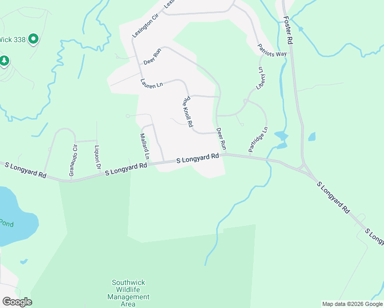map of restaurants, bars, coffee shops, grocery stores, and more near 152 South Longyard Road in Southwick