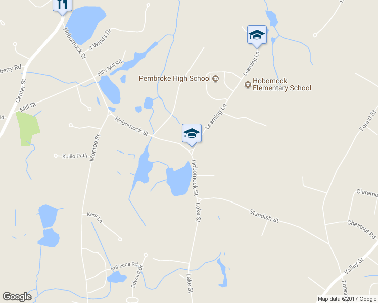 map of restaurants, bars, coffee shops, grocery stores, and more near 214 Hobomock Street in Pembroke