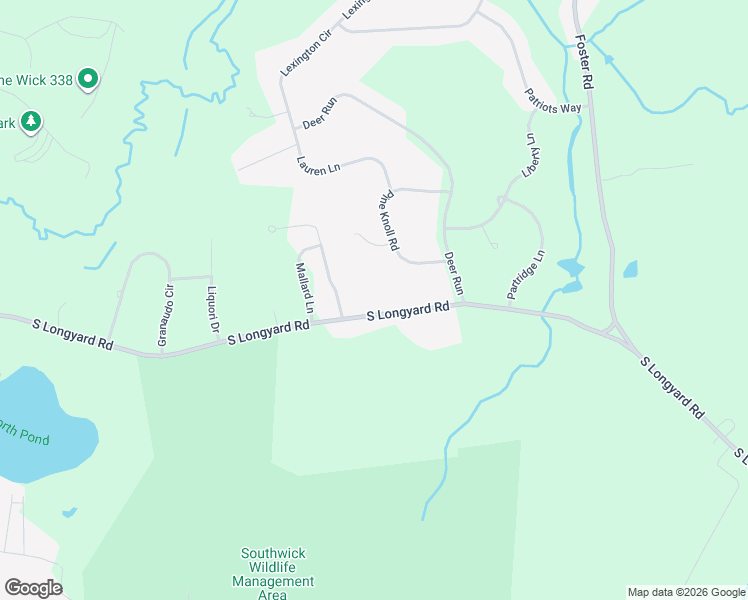 map of restaurants, bars, coffee shops, grocery stores, and more near 152 South Longyard Road in Southwick