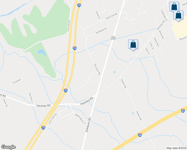 map of restaurants, bars, coffee shops, grocery stores, and more near 2906 Copperleaf Drive in Erie