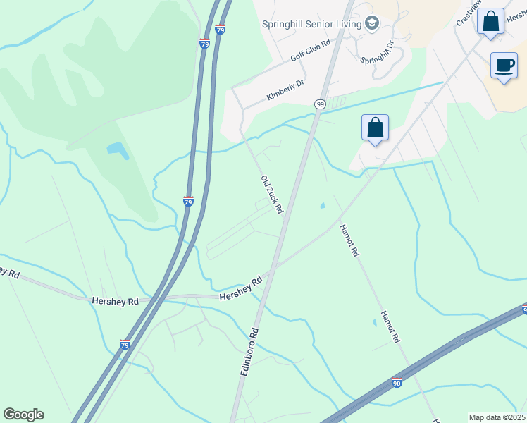 map of restaurants, bars, coffee shops, grocery stores, and more near 7250 7256 Homeview Lane in Erie