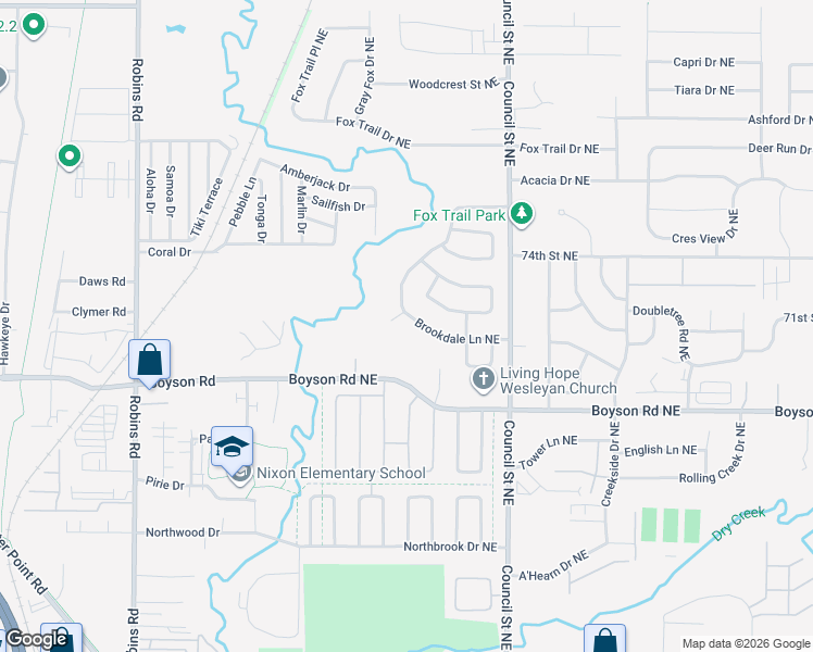 map of restaurants, bars, coffee shops, grocery stores, and more near 1715 Brookdale Lane Northeast in Cedar Rapids
