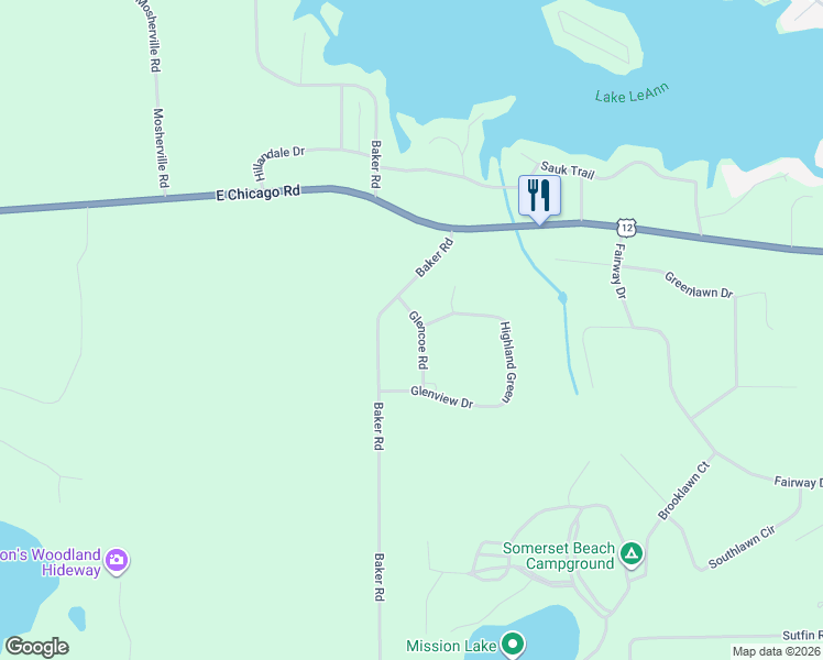 map of restaurants, bars, coffee shops, grocery stores, and more near 10376 Glencoe Road in Jerome