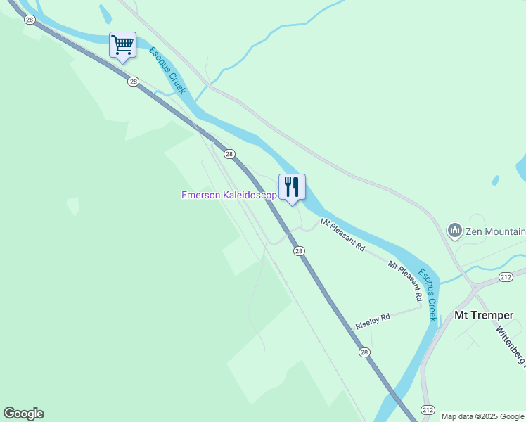 map of restaurants, bars, coffee shops, grocery stores, and more near 160 Mt Pleasant Rd in Mt Tremper