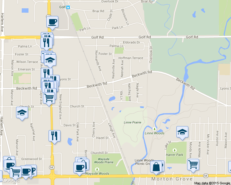 map of restaurants, bars, coffee shops, grocery stores, and more near 9225 Nashville Ave in Morton Grove
