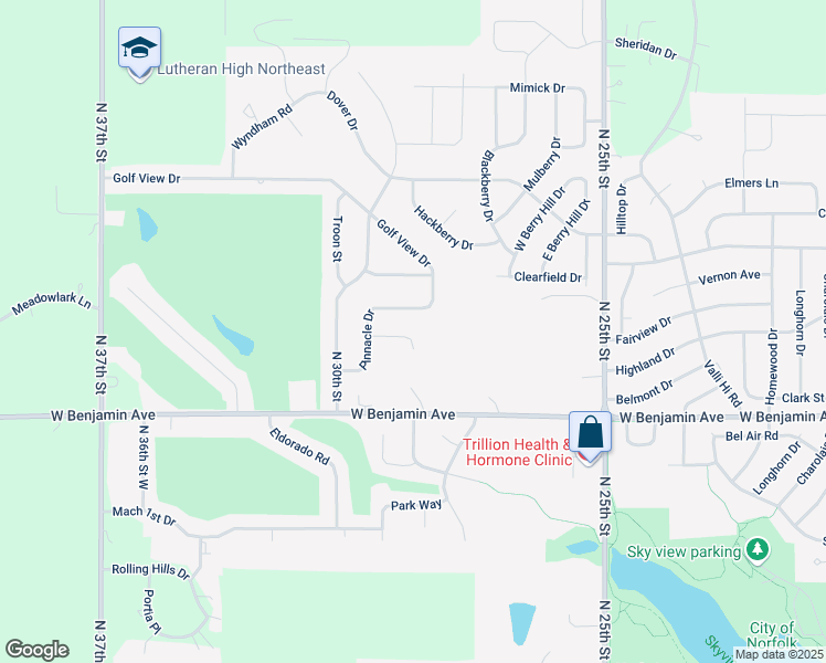 map of restaurants, bars, coffee shops, grocery stores, and more near 2912 Marconnit Circle in Norfolk