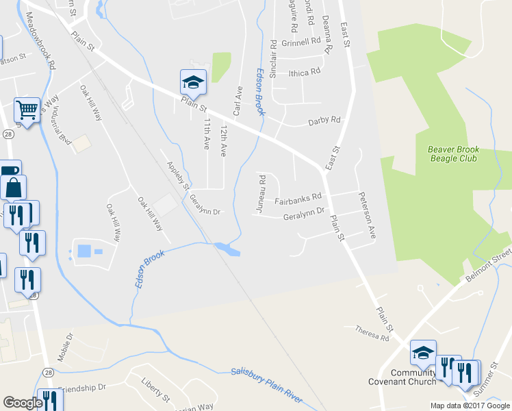 map of restaurants, bars, coffee shops, grocery stores, and more near 48 Juneau Road in Brockton