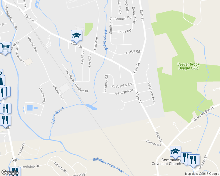 map of restaurants, bars, coffee shops, grocery stores, and more near 15 Fairbanks Road in Brockton