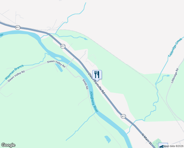 map of restaurants, bars, coffee shops, grocery stores, and more near in Portville