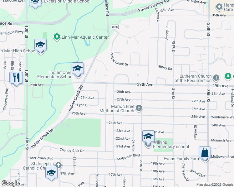 map of restaurants, bars, coffee shops, grocery stores, and more near 2431 28th Avenue in Marion