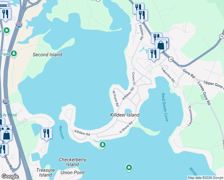 map of restaurants, bars, coffee shops, grocery stores, and more near 52 West Point Road in Webster