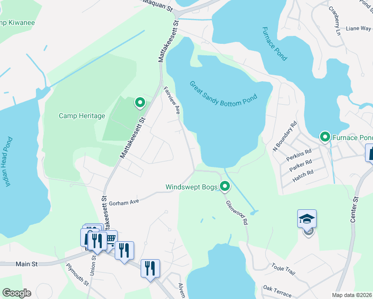 map of restaurants, bars, coffee shops, grocery stores, and more near 24 Thrasher Avenue in Pembroke