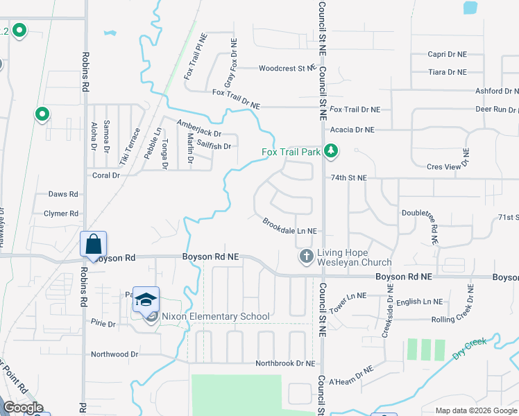 map of restaurants, bars, coffee shops, grocery stores, and more near 1715 Brookdale Lane Northeast in Cedar Rapids