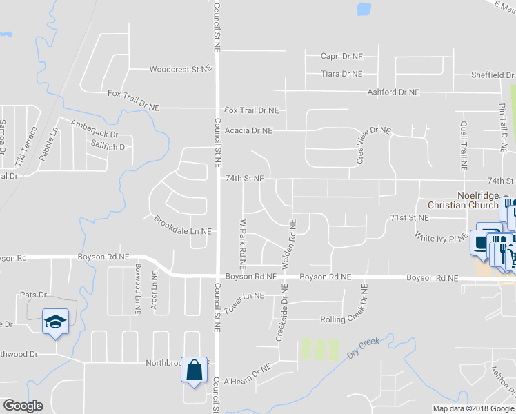 map of restaurants, bars, coffee shops, grocery stores, and more near 1308 Hunters Run Lane Northeast in Cedar Rapids